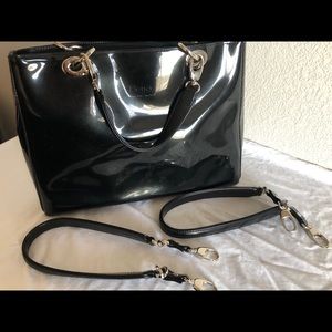 Classic black satchel handbag